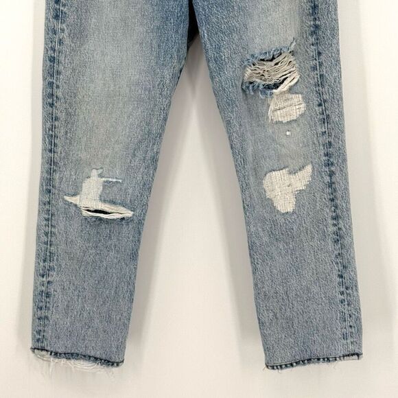 Frame Le Piper High Waist Crop Straight Leg Distressed Clash Mend Jean Women 27 - Picture 3 of 8